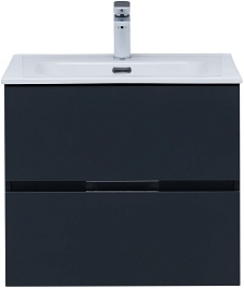 Aquanet Тумба с раковиной Алвита New 60 2 ящика подвесная антрацит матовая – фотография-2